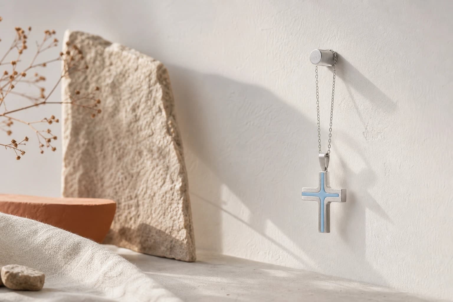 Quiet Cross Pendant, sky-blue edition